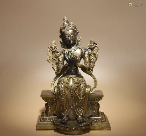 清乾隆 銅鎏金彌勒菩薩像