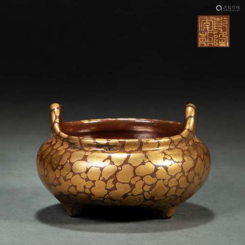 Golden Glazed Censer from Qing