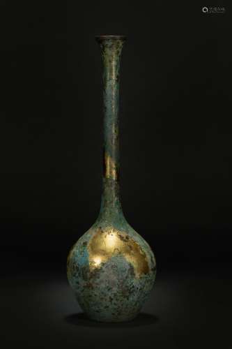 16th Century Copper and Golden Long Neck Vase