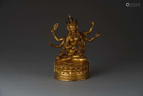 Copper and Golden Tara Statue from Qing
