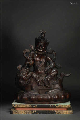 Red Sandalwood Property Buddha Statue from Qing