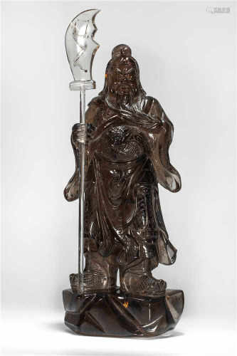 Crystal GuanGong Standing Statue from Qing