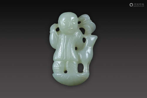 Jade Child Statue from Qing