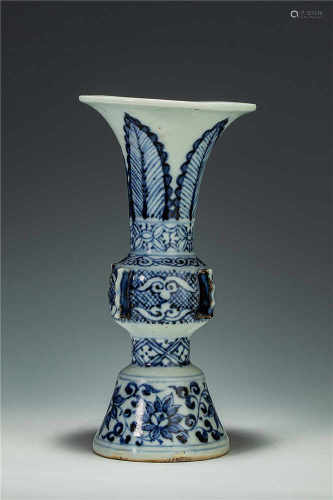 Blue and White Kiln Drum from Yuan