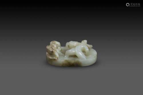 HeTian Jade with dragon Grain Pendant from Han