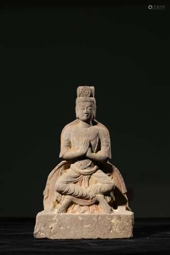 Stone Carved Buddha Statue from Tang