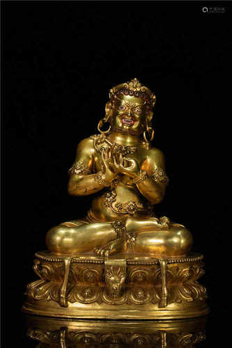 Copper and Golden Buddha Statue from Qing