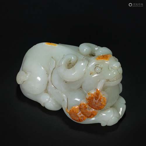 HeTian Jade in Ox form from Qing