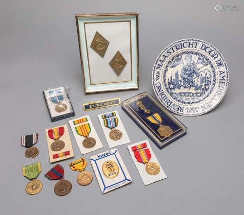 Set US Military Medal & Plate