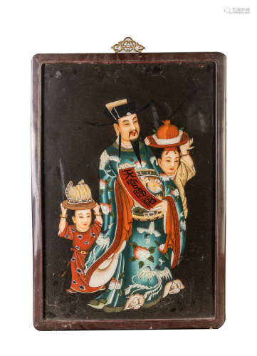 Chinese Flamed Eglomise Panel