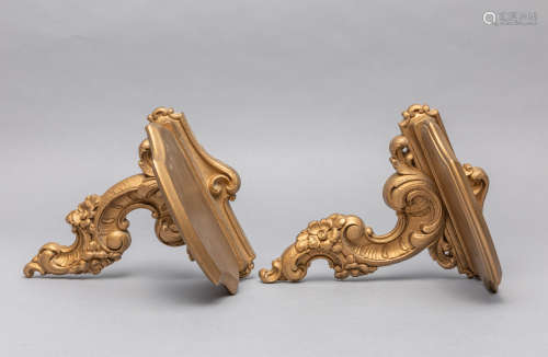 Pair Rococo Type Gilt Wall Shelves