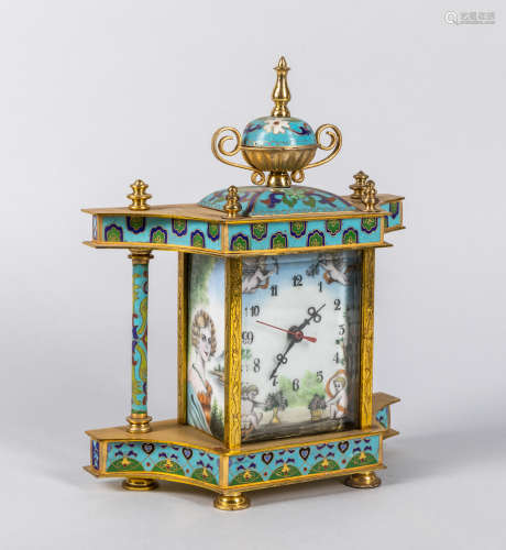 Collectible Enameled Cloisonne Desk Clock