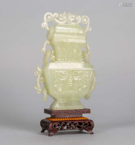 Chinese Translucent Jade Carving of Vase
