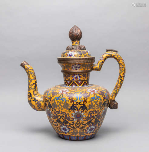 Chinese Old Emperor Type Cloisonne Tall Ewer