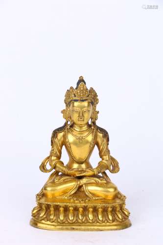 Old Collection. Gilt Copper Statuette of Buddha