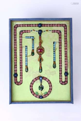 Rose Quartz Court Beads  ,Qing Dynasty