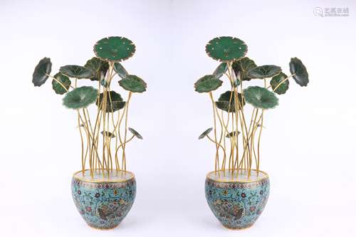 Old Collection. Cloisonne Potted Landscape with Lotus