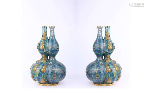 Conjoined Cloisonne Vases Represents Happiness and Luck ,Qing Dynasty