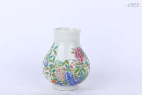 Old Collection.Famille Rose Zun Vase with Flowers Design