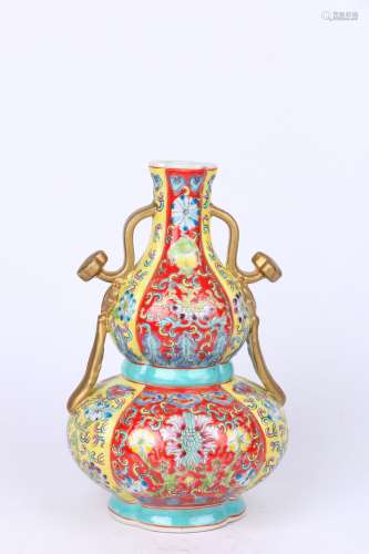 Old Collection.Enamel Gourd-shaped Vase