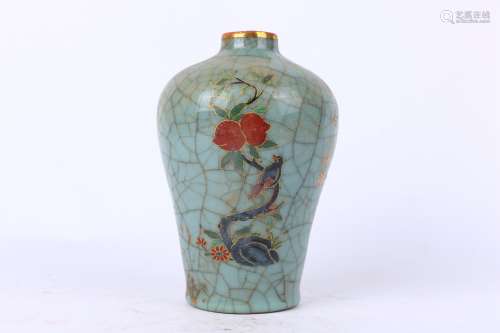 Vase with Peaches Design  , Jun Kiln