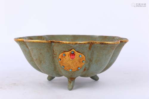 Gold-pated Bowl ,Jun Kiln , Southern Song Dynasty