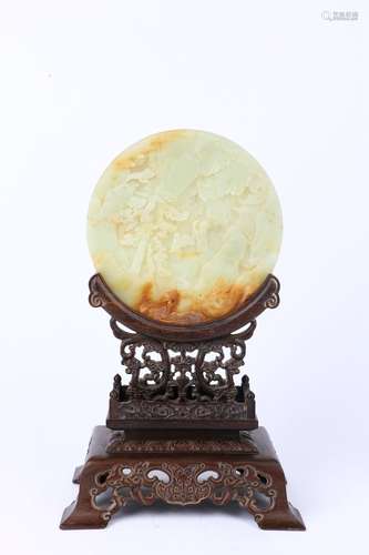 Old  Hetian Jade Table Screen