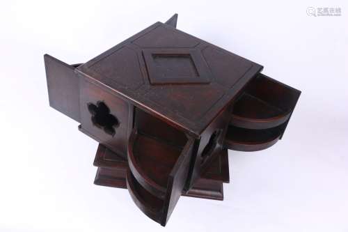 Old Collection.Rosewood Rotatable Multiple-treasure Box