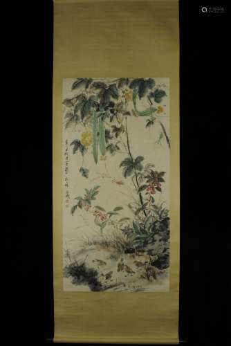 Vertical Painting :Flowers and Birds   by Wang Xuetao