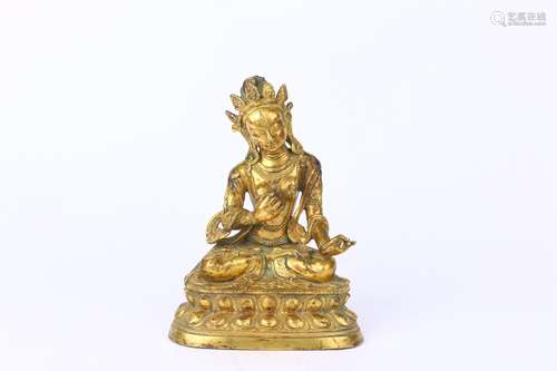 Gilt Copper Statuette of Seated Buddha