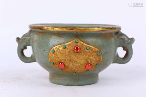 Gold-pated Furnace,Jun Kiln , Southern Song Dynasty