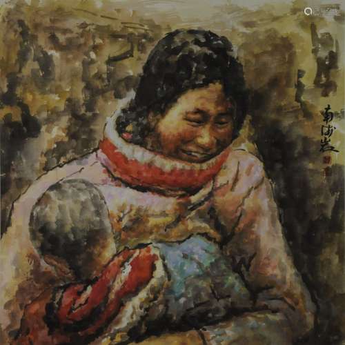 Vertical Painting : Mother and Son by Nan Haiyan