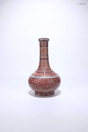 chinese blue and white underglaze red porcelain vase