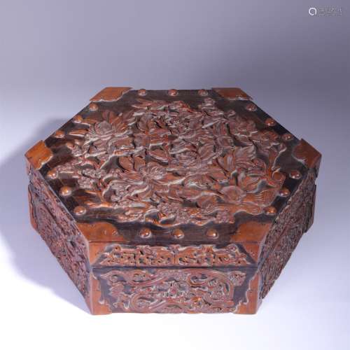 chinese wood hexagonal box