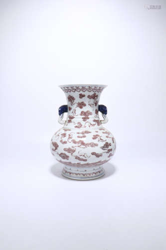 chinese underglazed red porcelain binaural vase