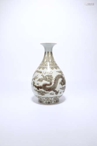 chinese underglazed red porcelain pear shape vase