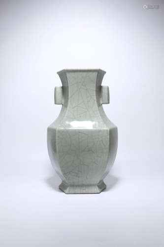 chinese guan kiln porcelain hexagonal vase