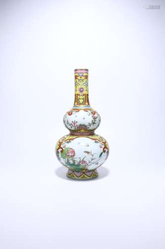 chinese famille rose porcelain double gourd vase