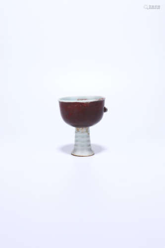 chinese red glazed porcelain goblet