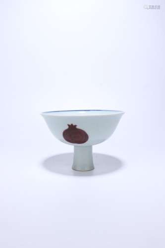 chinese blue and white underglaze red porcelain bowl
