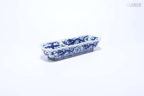 chinese blue and white porcelain brush washer