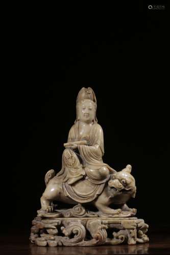 chinese soapstone guanyin ornament with base