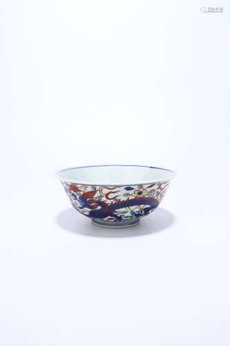 chinese blue and white wucai porcelain bowl