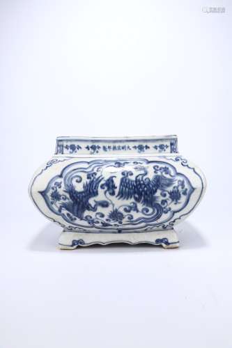 chinese blue and white porcelain square basin