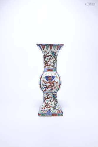 chinese blue and white wucai porcelain gu vase