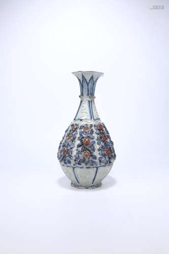 chinese underglaze red porcelain pear shape vase
