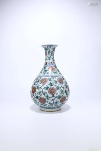 chinese famille rose porcelain pear shape vase