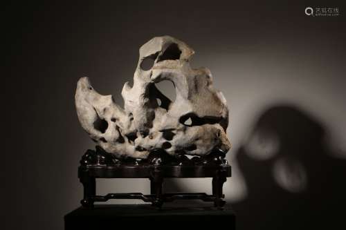chinese carved taihu stone ornament with base