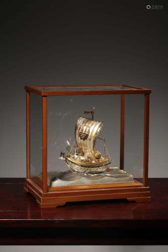 oversea backflow chinese silver boat ornament