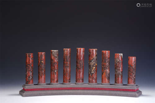 A GROUP OF NINE CHINESE CARVED SOAPSTONE SEALS
